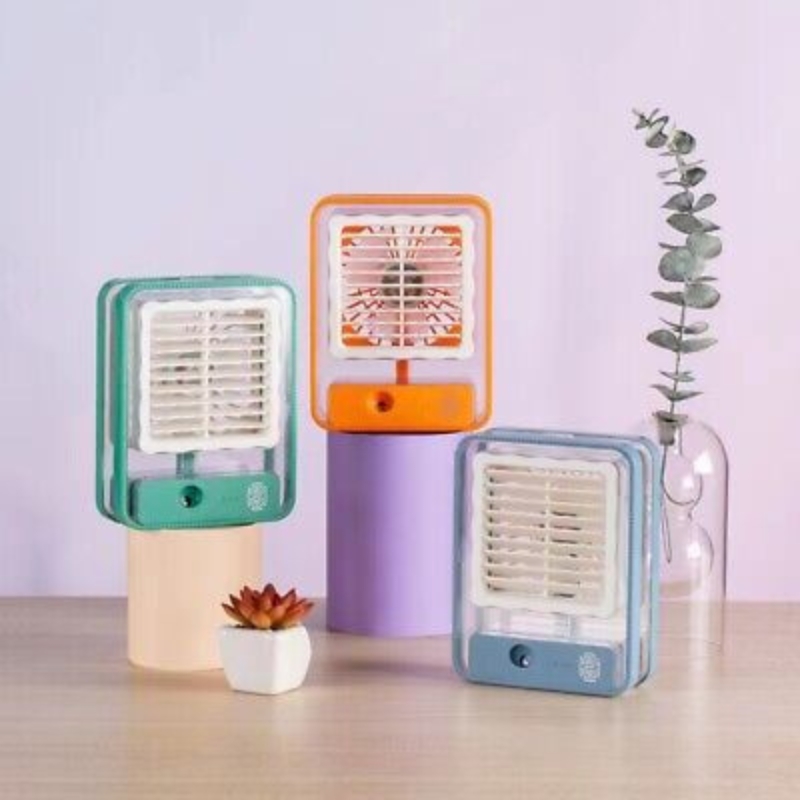 Portable USB Air Cooler Fan – 3-Speed, Mist Spray, Rechargeable | Random Color thumbnail 2