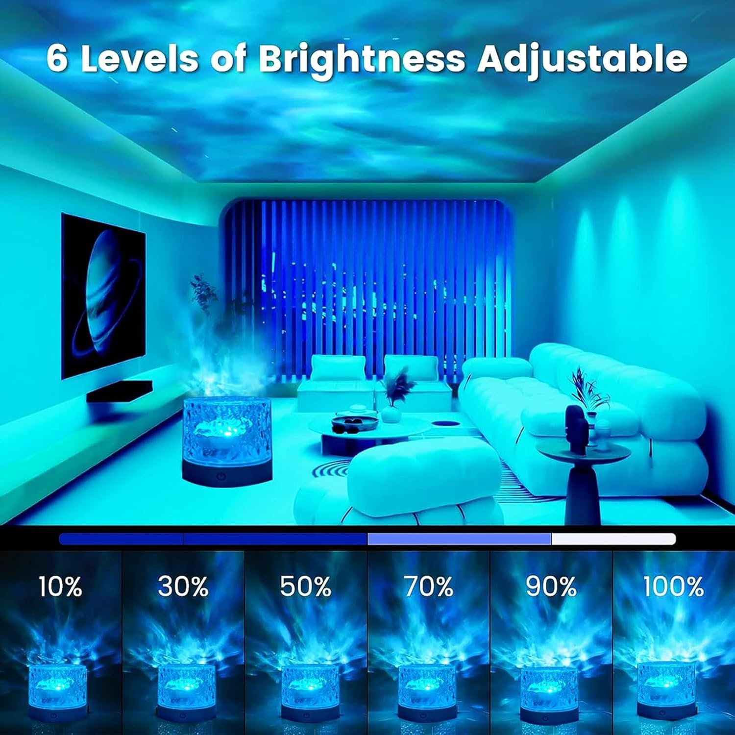 Water Ripple Lamp | 16-Color Rotating LED Night Light with Remote thumbnail 6