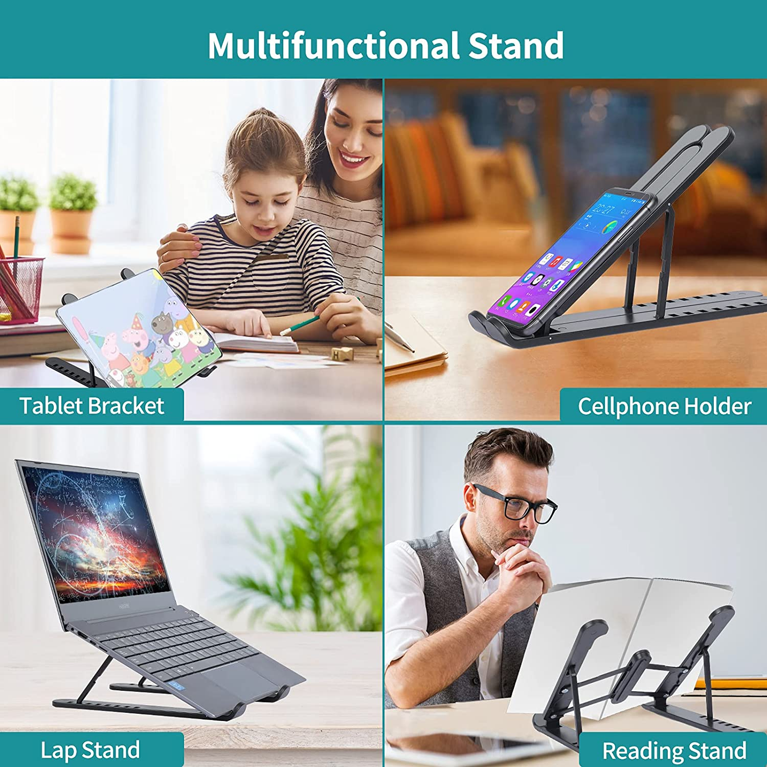 Plastic Foldable & Portable Laptop Stand | Lightweight Adjustable Laptop Holder | High-Quality ABS thumbnail 3