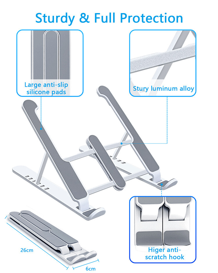 Plastic Foldable & Portable Laptop Stand | Lightweight Adjustable Laptop Holder | High-Quality ABS thumbnail 5