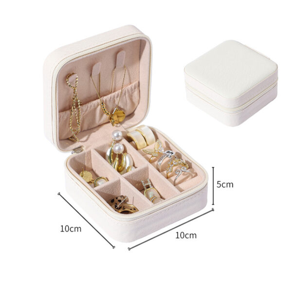 Square Mini Jewellery Box | Portable PU Leather Travel Organizer with Removable Dividers thumbnail 3