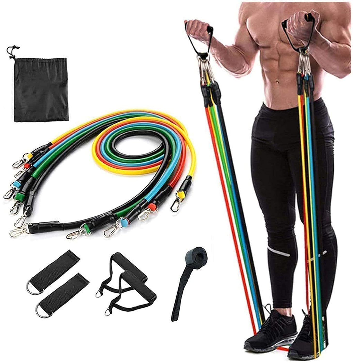 Gym Belt with Box | 5-in-1 Power Exercise Resistance Band Set | Adjustable Fitness Equipment for All thumbnail 8