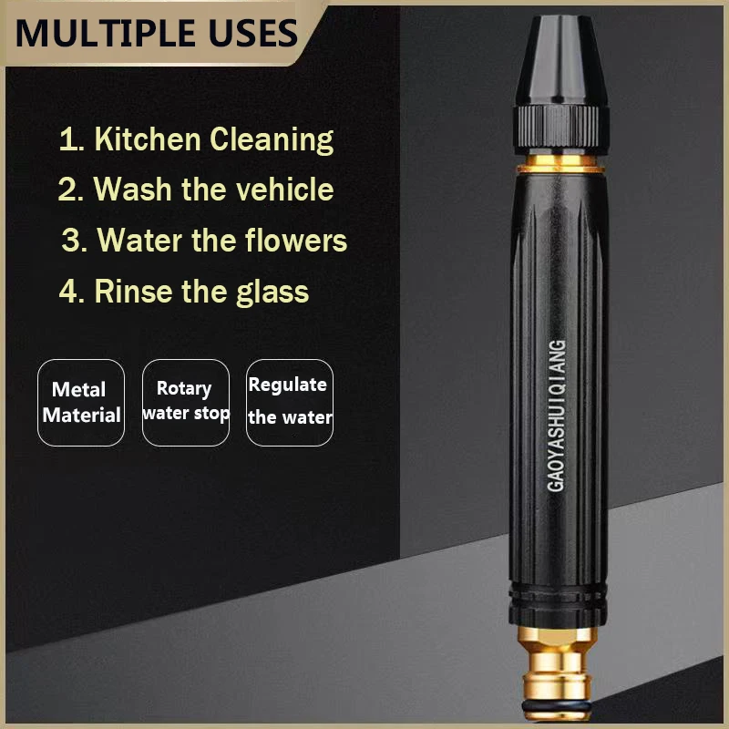 Plastic High Quality Black Nozzle | Spray Nozzle For Car, Watering Flowers, Washing Glass, Water Column | Tap Nozzle High Pressure thumbnail 4