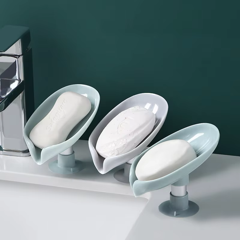 Leaf-Shaped Self-Draining Soap Holder | Stylish Waterfall Design with Suction Base for Bathroom & Kitchen | Random Colors thumbnail 3