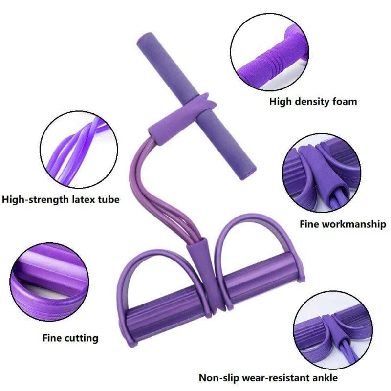 Tummy Trimmer | Foot Pedal Resistance Band | Elastic Sit-Up Pull Rope | Fitness & Yoga Trainer | Random Colors thumbnail 2
