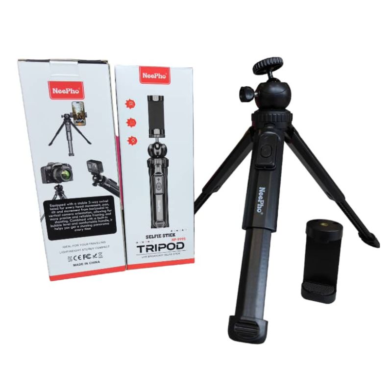 NeePho NP-999s 2-in-1 Selfie Stick & Tripod | Adjustable Height, Bluetooth Remote | Universal Smartphone & Camera Mount | Lightweight & Portable thumbnail 3