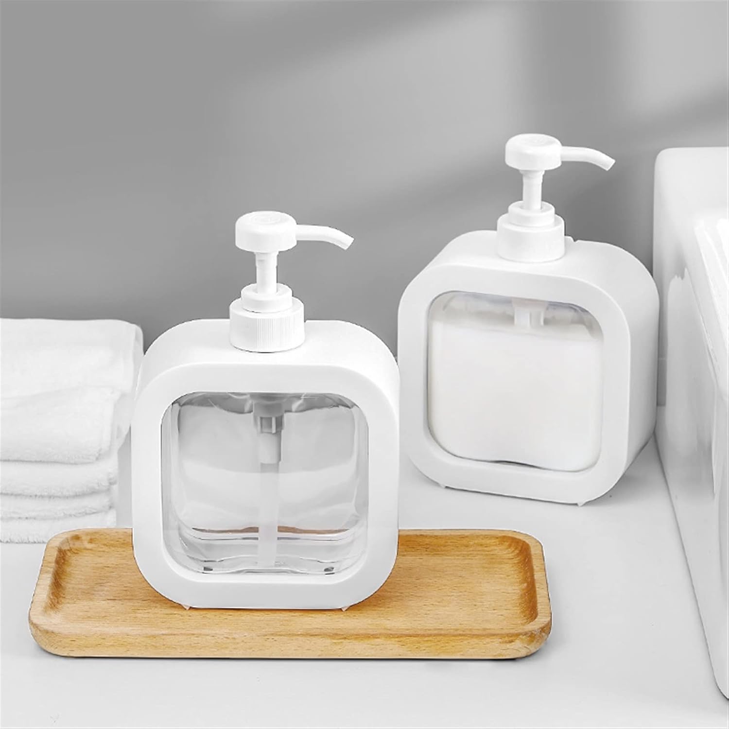 Portable Refillable Soap Dispenser Bottle | 300ml 500ml Clear Pump Bottle for Kitchen Bathroom Shower Lotion Shampoo thumbnail 2