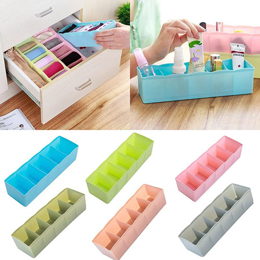 5-Grid Multipurpose Divider Storage Box | Cosmetic, Jewelry & Kitchen Organizer | Random Colors thumbnail 3