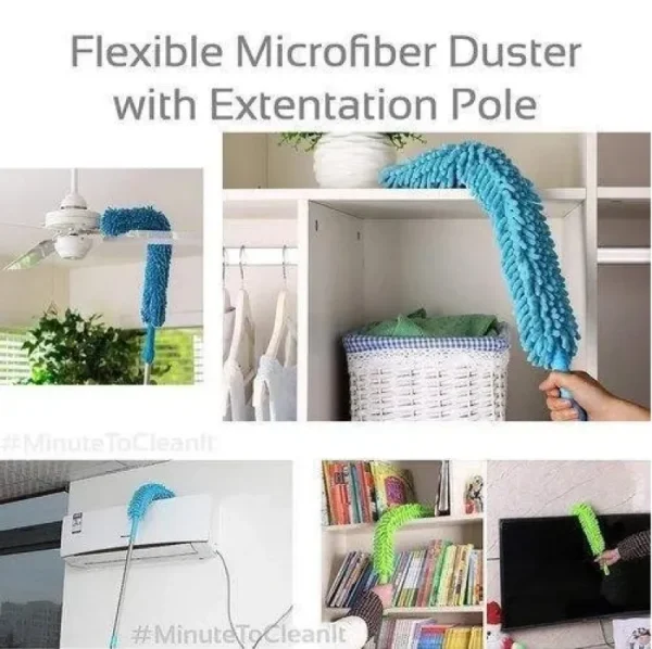 Flexible Micro-Fiber Duster With Telescopic Stainless Steel Handle | Fan & Home Cleaning | Random Colors thumbnail 4
