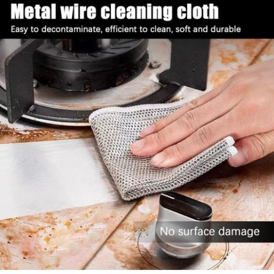 10 Dish Washing Cleaning Cloth | Metal Wire Dish Cleaning Cloth | Durable, Scratch-Free Scrubbing for Kitchen Surfaces thumbnail 2