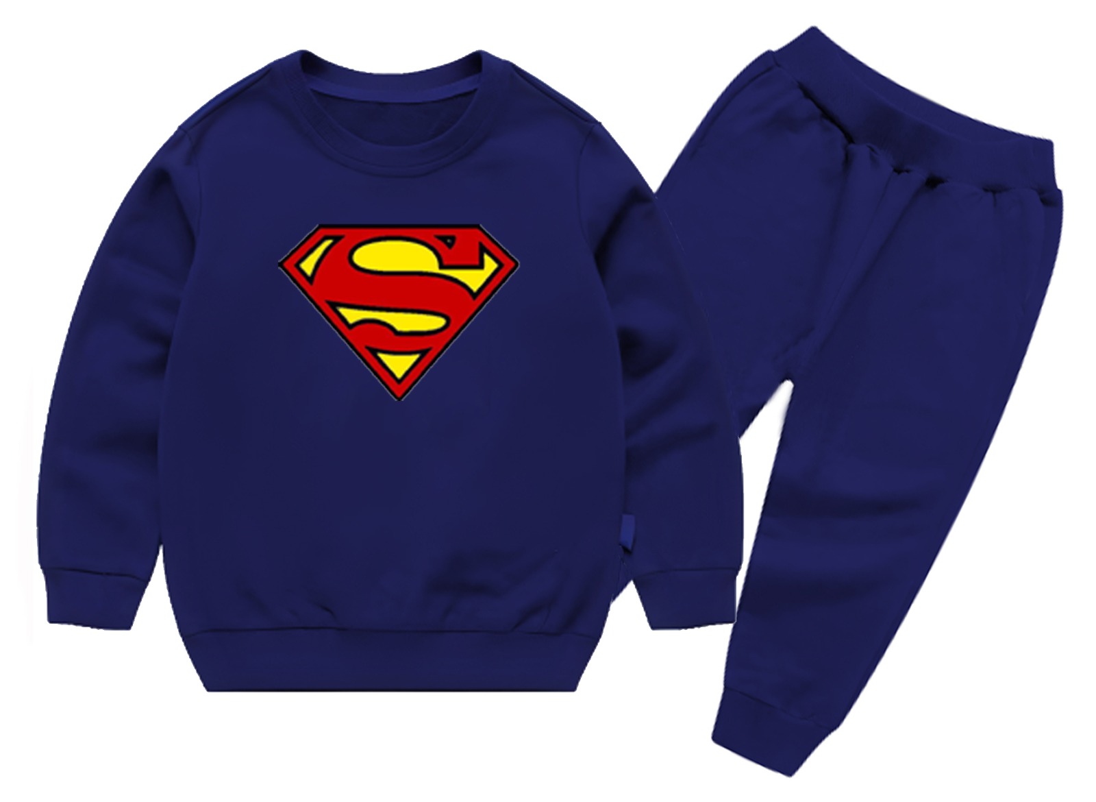 Superman Printed Sweatshirt & Pajama Trouser Tracksuit for Kids | Winter Warm Fleece Clothing Set Outfit for Boys & Girls thumbnail 4