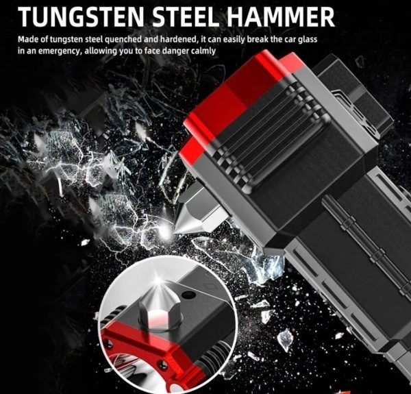 High-power Led Torch Light Rechargeable Flashlight And Multifunctional Tactical Hammer &amp; Power Bank To Charge the Phone With Box (random Color) thumbnail 3