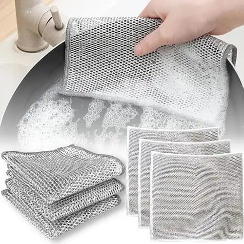 10 Dish Washing Cleaning Cloth | Metal Wire Dish Cleaning Cloth | Durable, Scratch-Free Scrubbing for Kitchen Surfaces thumbnail 3