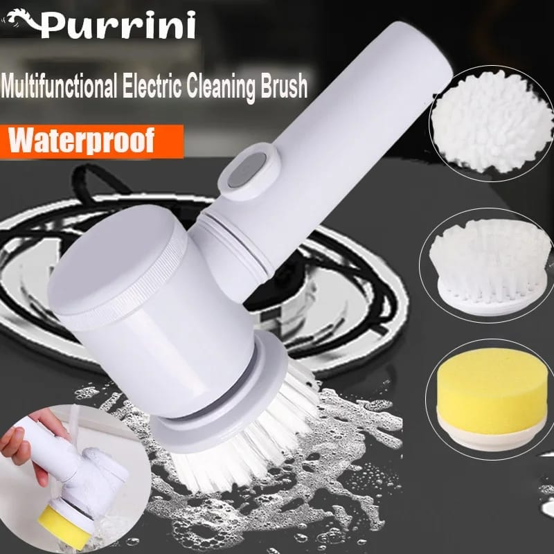 5-in-1 Rechargeable Magic Brush | Handheld Electric Scrubber | 360° Rotating with 3 Replaceable Multipurpose Brush Heads thumbnail 4