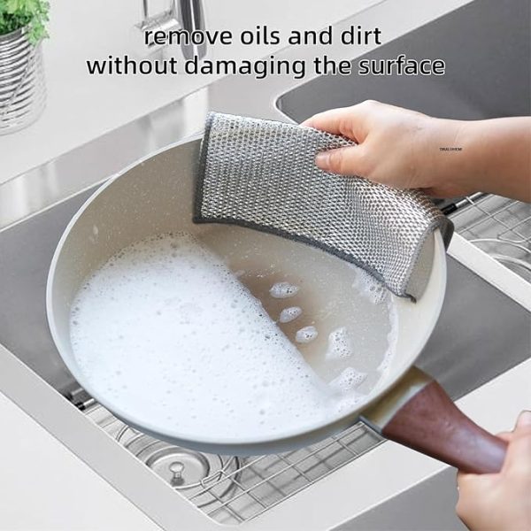 10 Dish Washing Cleaning Cloth | Metal Wire Dish Cleaning Cloth | Durable, Scratch-Free Scrubbing for Kitchen Surfaces thumbnail 5