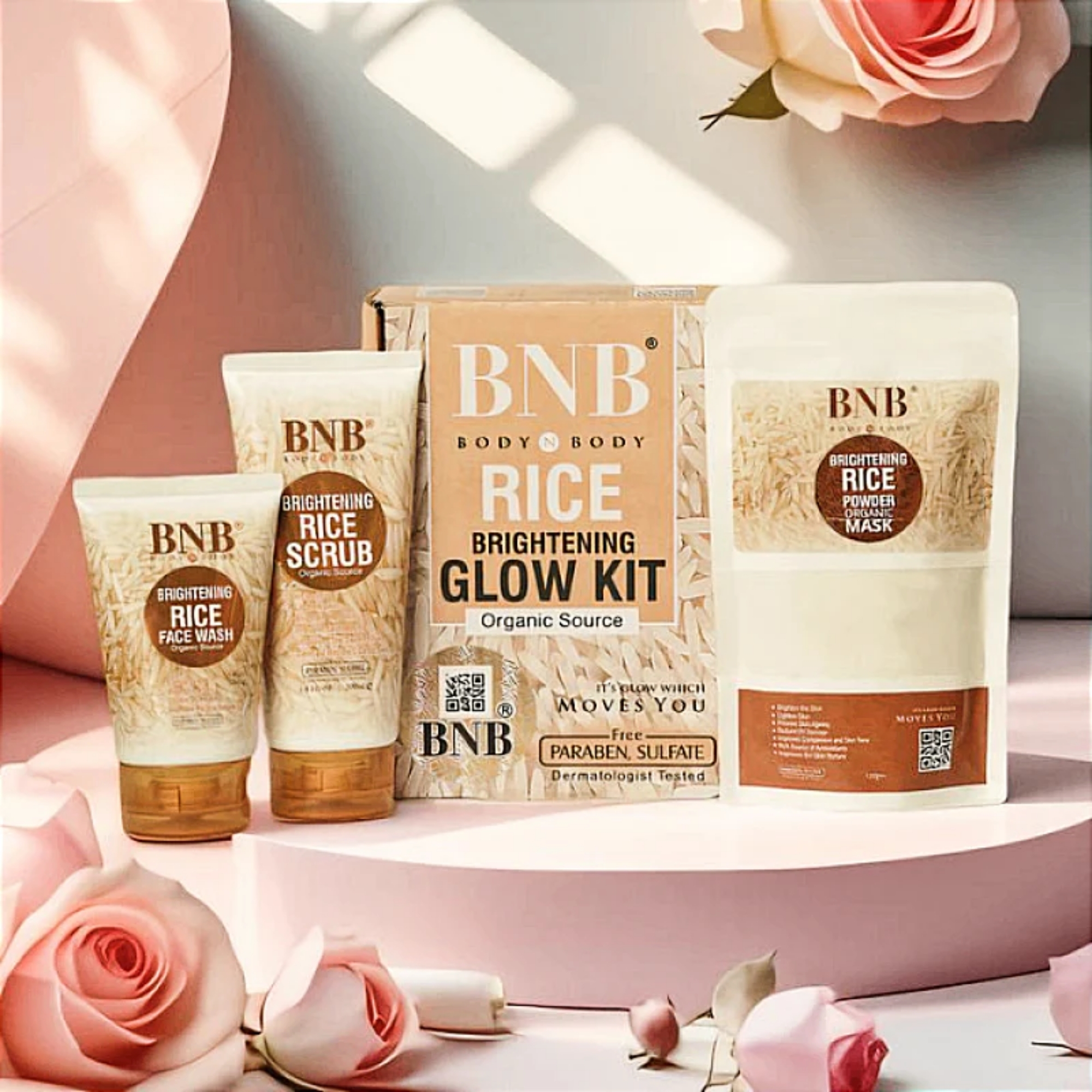 BNB Rice Extract Bright & Glow Facial Kit | 3-in-1 Whitening, Brightening & Hydrating Skincare thumbnail 5
