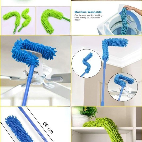 Flexible Micro-Fiber Duster With Telescopic Stainless Steel Handle | Fan & Home Cleaning | Random Colors thumbnail 6