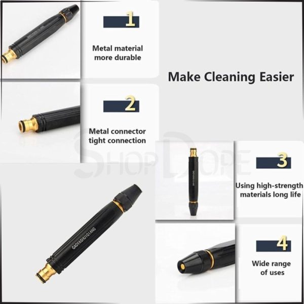 Metal High-Pressure Adjustable Nozzle Water Spray Gun | Heavy-Duty Brass Hose Sprayer for Cleaning & Watering thumbnail 3