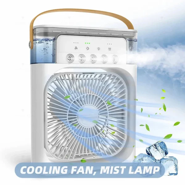 10-Inch Large Portable Air Conditioner Fan | USB Electric Fan with LED Night Light, Mist & Humidifier Function | Random Color thumbnail 6