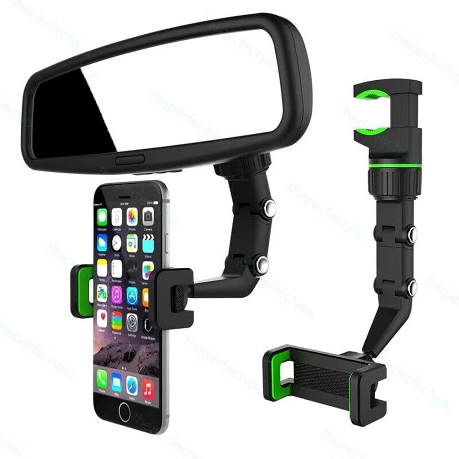 Universal Car Rearview Mirror Phone Holder | Hands-Free Adjustable Mount for Smartphones & GPS thumbnail 4