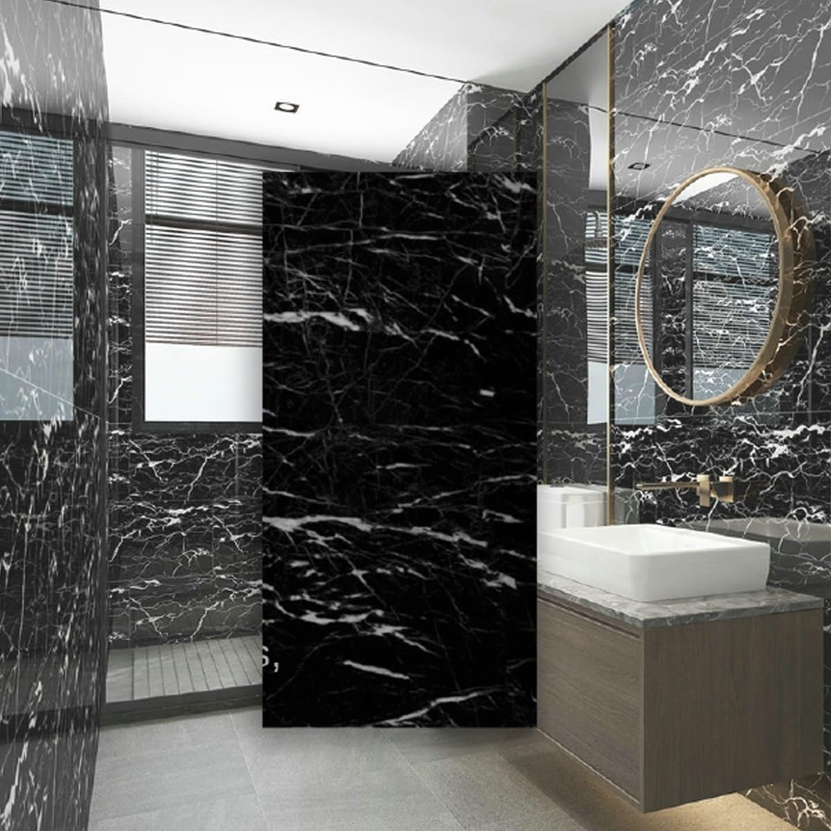 Black & White | Marble Sheet Sticker |  60x200cm | Waterproof Self-Adhesive PVC Wallpaper for Furniture Walls thumbnail 2