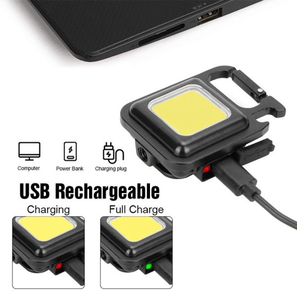 Portable Keychain Light | 500 Lumens Mini COB LED Flashlight with Foldable Handle & USB Rechargeable thumbnail 3
