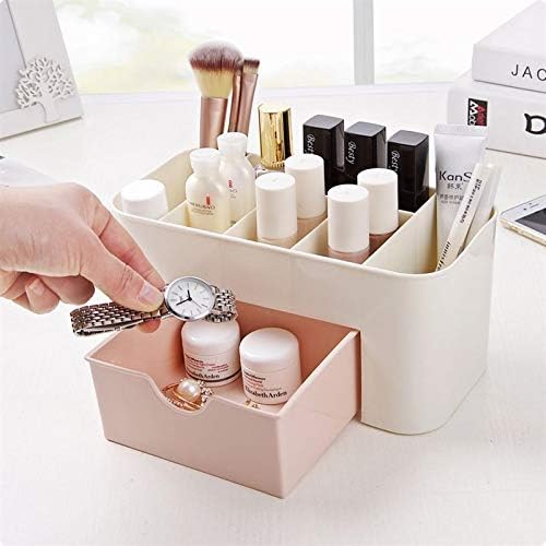 Plastic Makeup Organizer with Drawer | Desktop Cosmetics & Makeup Brush Storage Box | Office & Stationery Organizer thumbnail 4