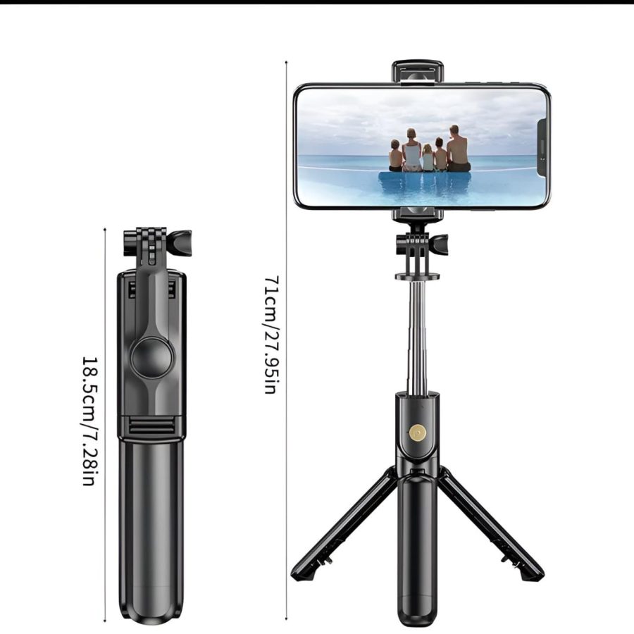 R1s Bluetooth Selfie Stick Tripod with Remote | 360° Foldable Phone & Action Camera Stand with LED Light thumbnail 6