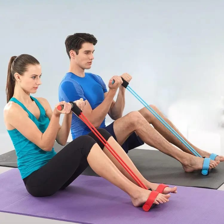 Tummy Trimmer | Foot Pedal Resistance Band | Elastic Sit-Up Pull Rope | Fitness & Yoga Trainer | Random Colors thumbnail 3