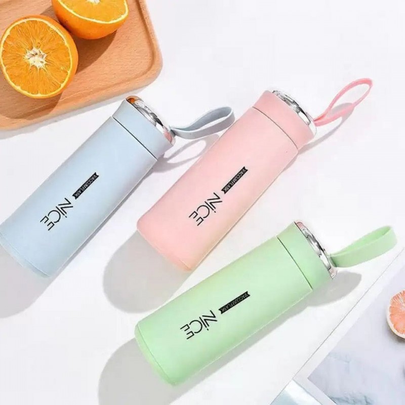 Nice Bottle | 400ml Mini Flask Glass Water Bottle with Vacuum Insulation | Temperature Resistant | Random Colors thumbnail 5