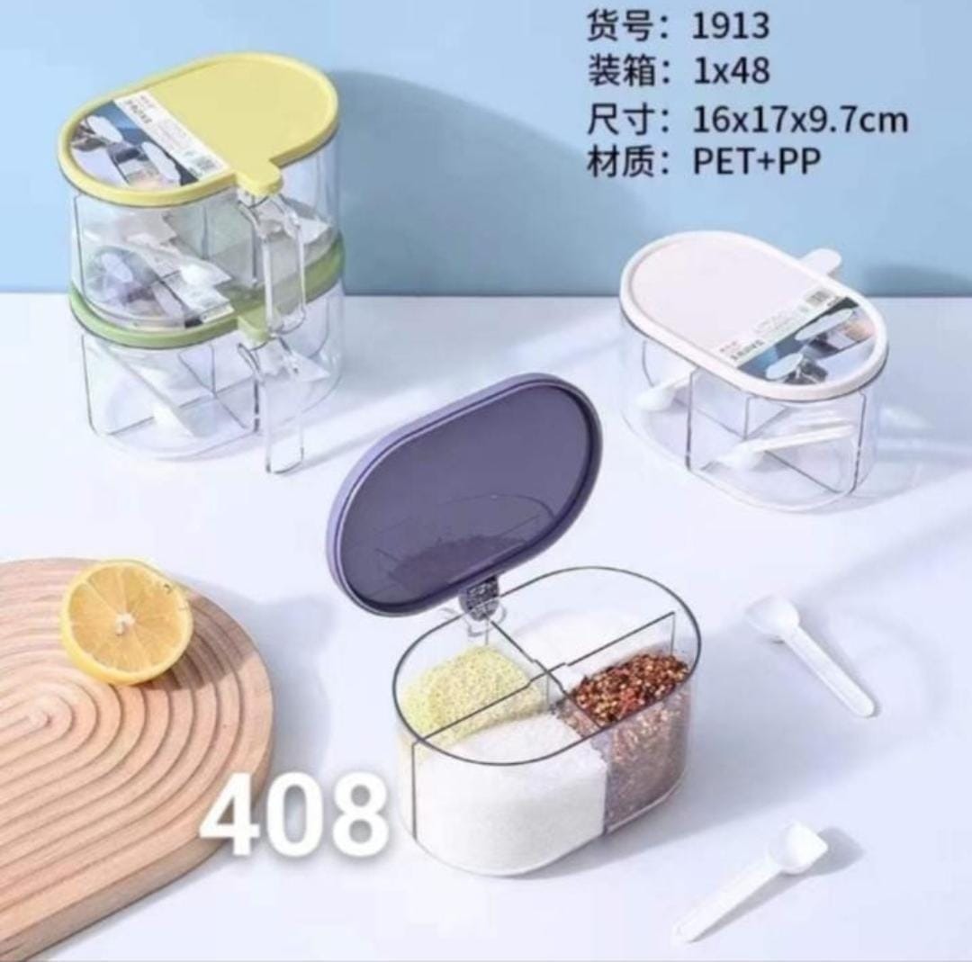 4 Compartments Spice Box | Masala Storage Box | Plastic Kitchen Organizer | Leak-Proof & Reusable thumbnail 2