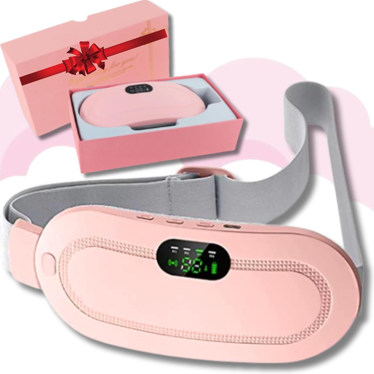 Digital Period Heating Pad & Vibrating Belt | 3 Heat Levels, 4 Massage Modes | Fast Relief for Menstrual Cramps thumbnail 6