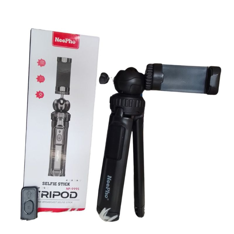 NeePho NP-999s 2-in-1 Selfie Stick & Tripod | Adjustable Height, Bluetooth Remote | Universal Smartphone & Camera Mount | Lightweight & Portable thumbnail 2