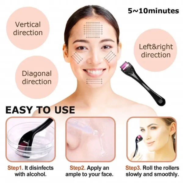Derma Roller 0.5mm for Hair & Skin Therapy | 540 Titanium Micro-Needles thumbnail 3