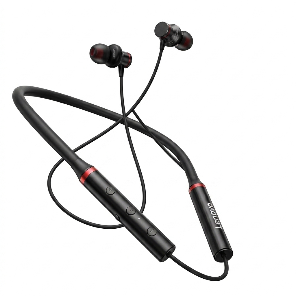 Lenovo Wireless Neckband Earphones – Bluetooth Sports Headset with Mic thumbnail 2